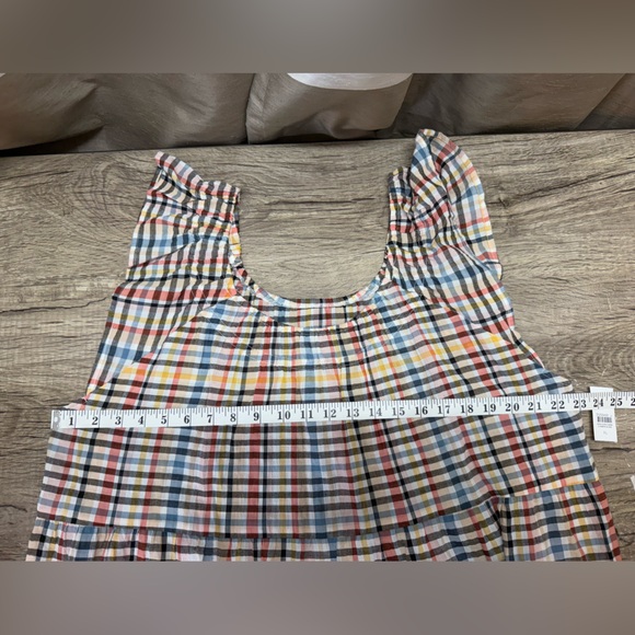 LOFT Flutter Sleeve Colorful Plaid Tiered Midi Dress size xl NWT - Picture 4 of 7